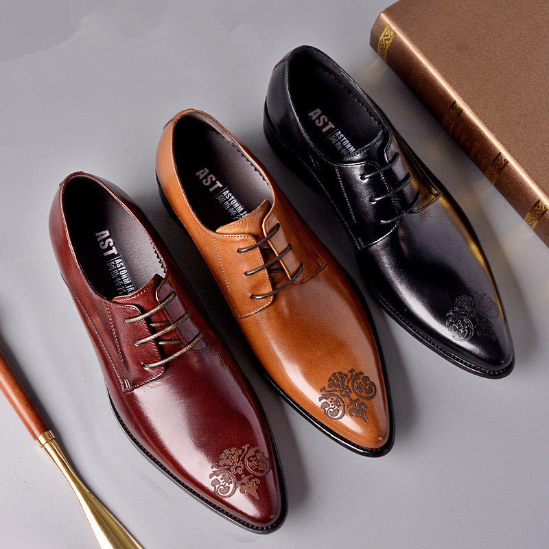Genuine Leather Carved Lace Up Dress Shoes