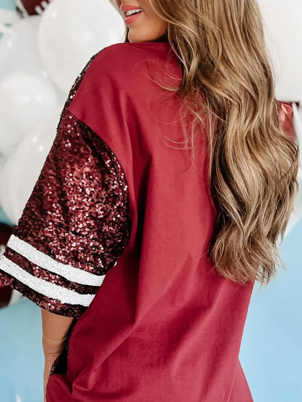 Sequin Football Half Sleeve Shirt Dress