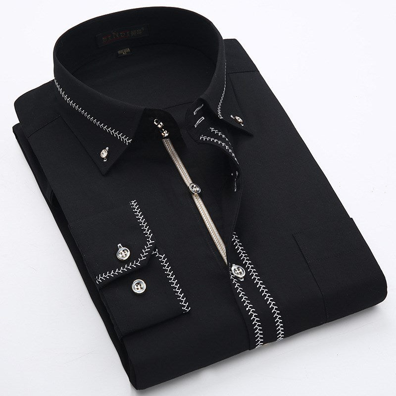 Embriodered Long Sleeve Button Down