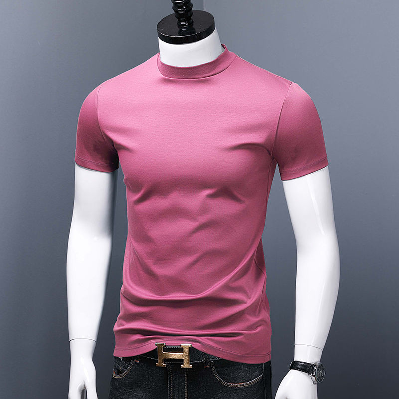 Slim-fit Mercerized Half-high Collar Tee
