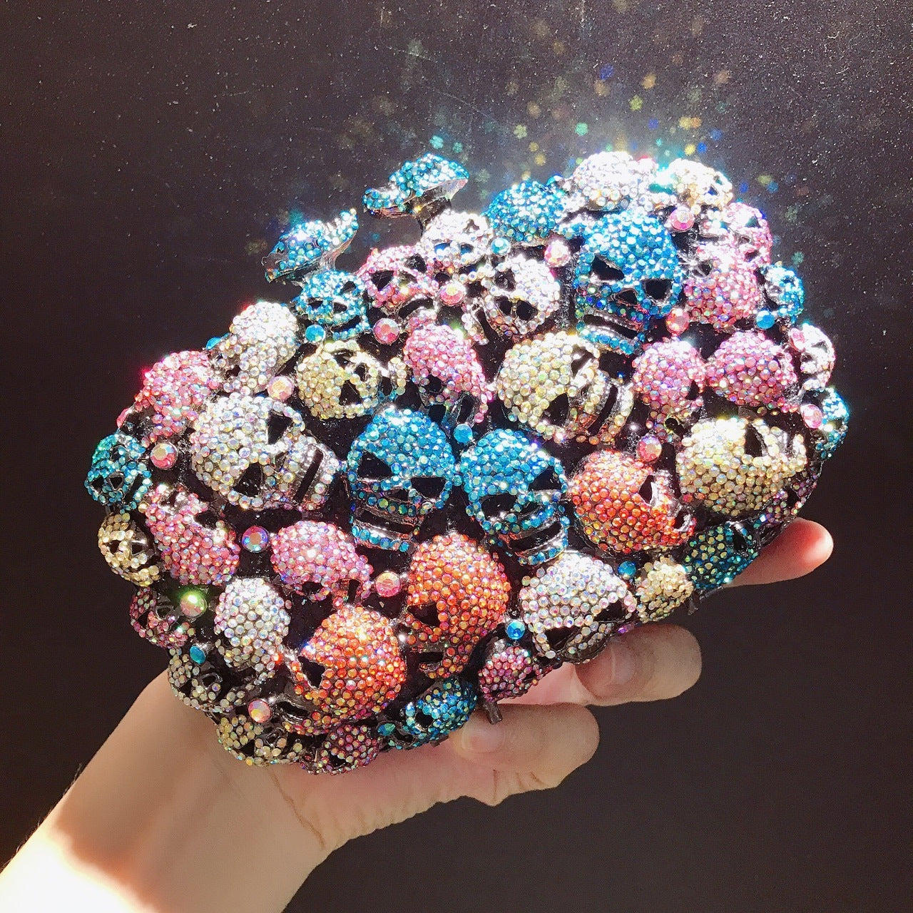 Colorful Skull Ghost Diamond Clutch