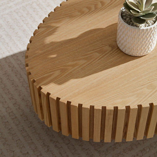 Modern Wood Handmade Drum Coffee Table