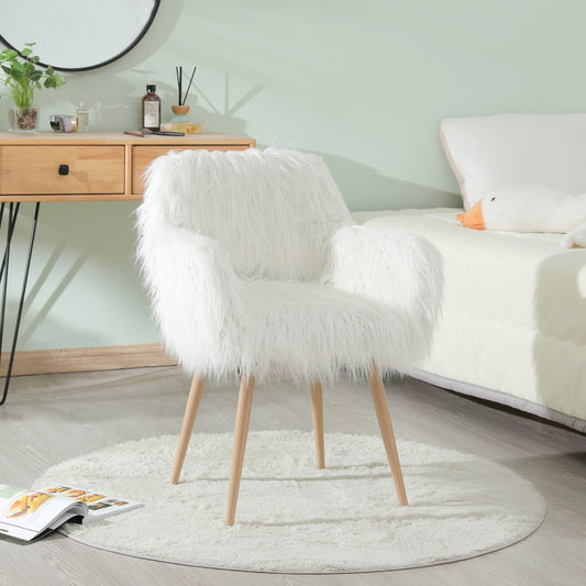 Faux Fur Make Up Chair with Metal Leg