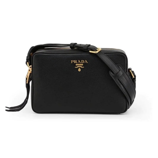 Prada Black Vitello Phenix Leather Double Zip Cross Body Bag 1BH079