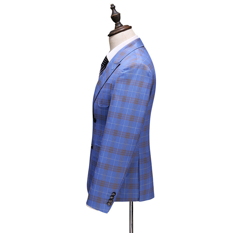 Plaid Double-breasted Three-Piece Suit
