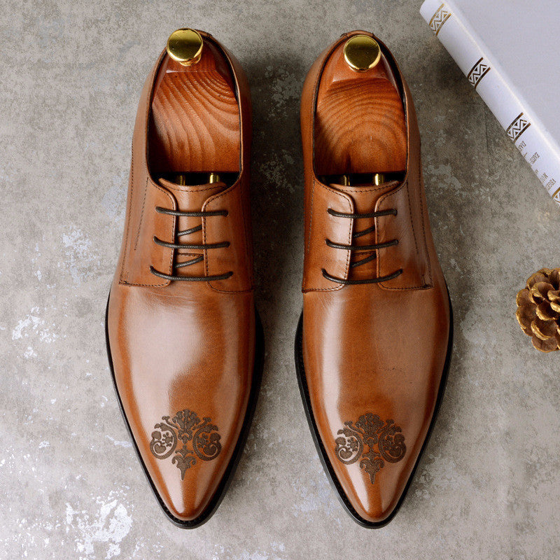 Genuine Leather Carved Lace Up Dress Shoes
