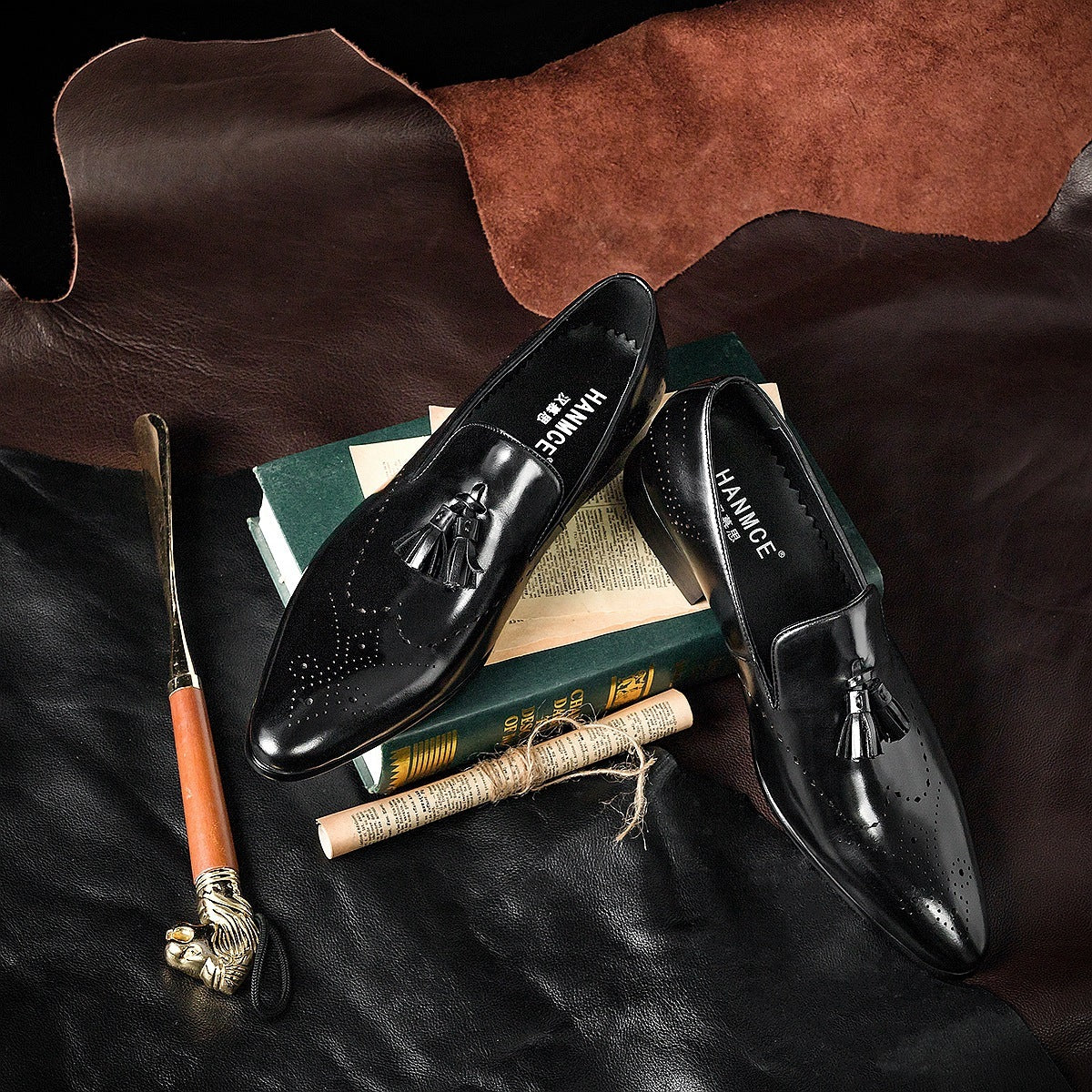 Leather Carved Tassel Leather Dress Shoes