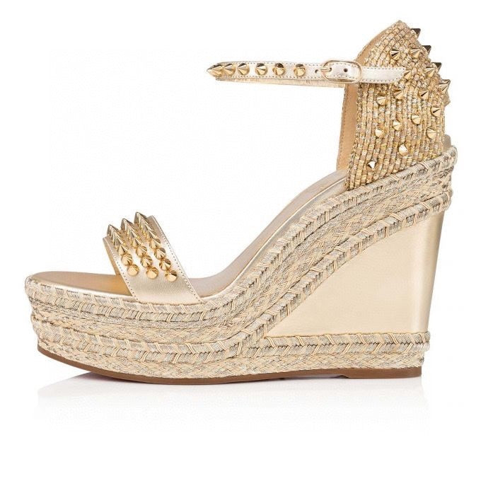 Rivet Buckle Wedge Heel Sandals
