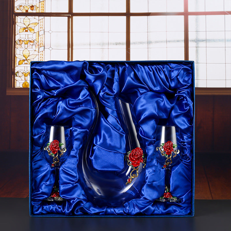 Enamel Crystal Glass Red Wine Glass Goblet Decanter