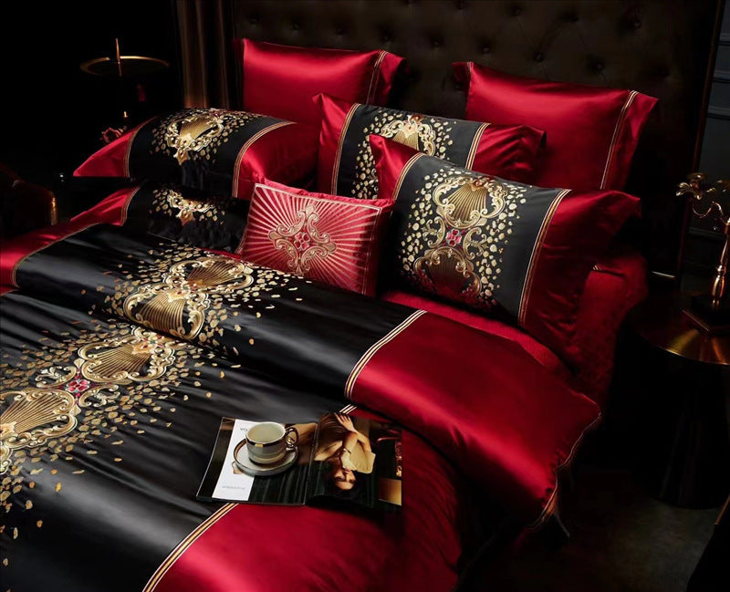Silk Embroidery Four-piece Bed Set - Full Size