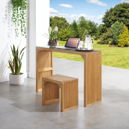 Pine Dining Bench And Table - Tempered Glass Included