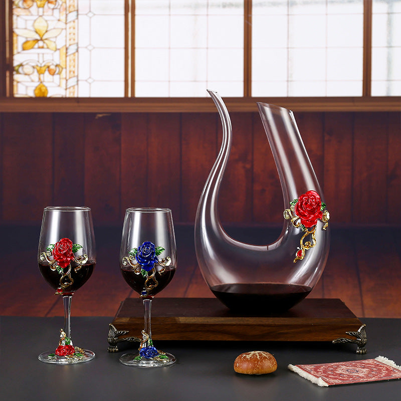 Enamel Crystal Glass Red Wine Glass Goblet Decanter