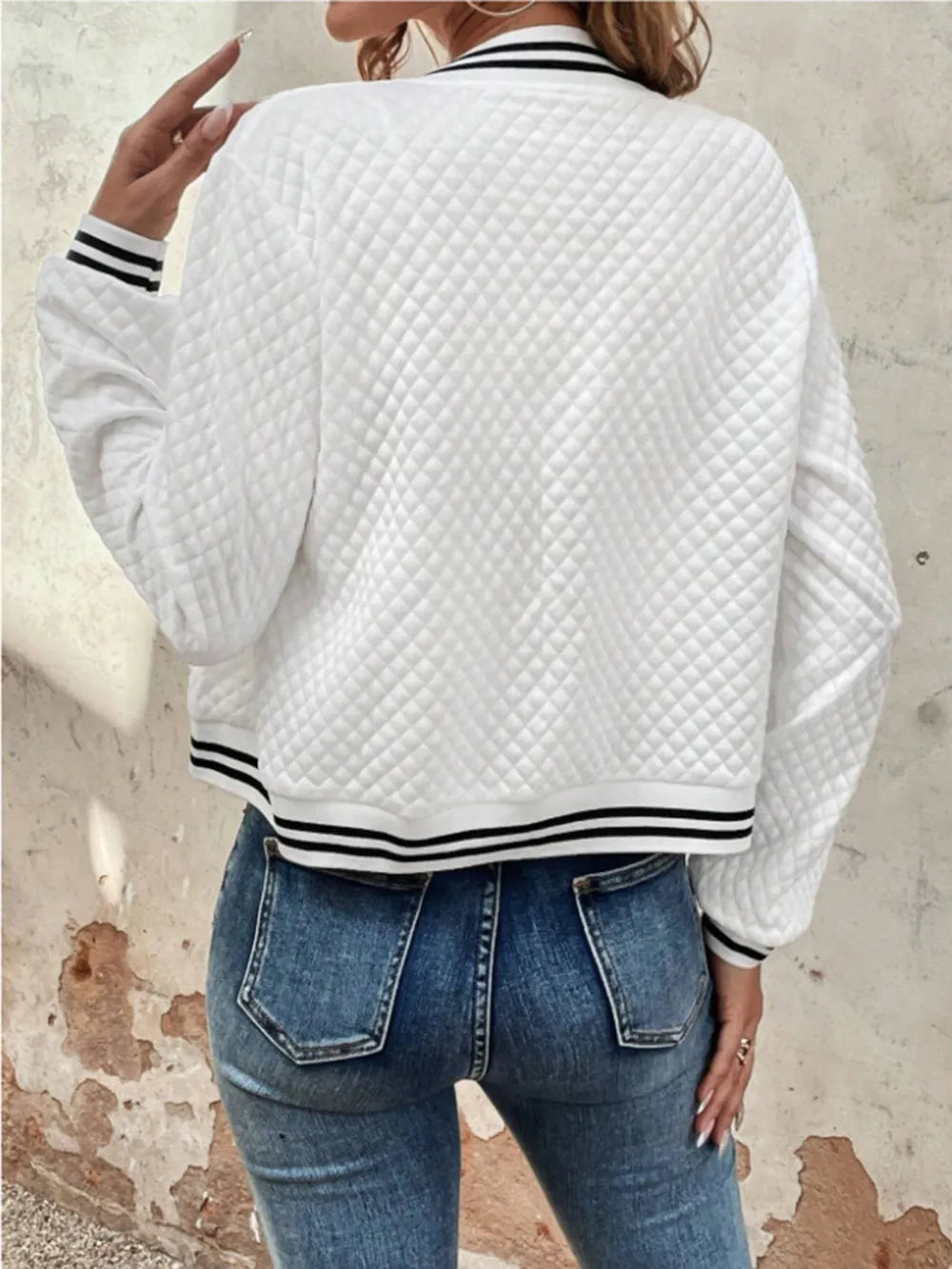 Striped Collar Bomber Jacket