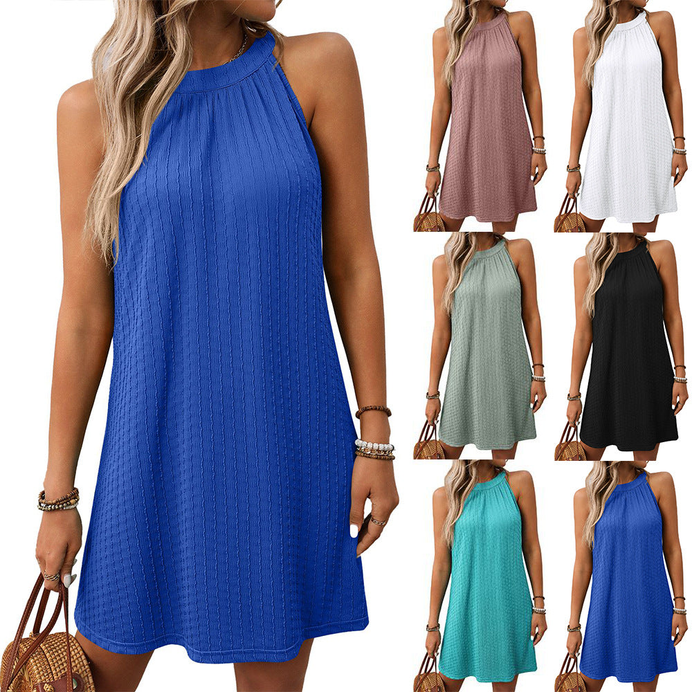 Round Neck Hanging Sleeveless Dress