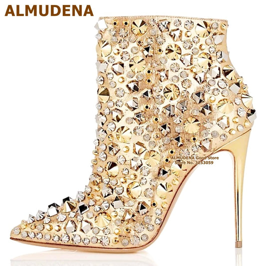 Studded Stiletto Ankle Boots