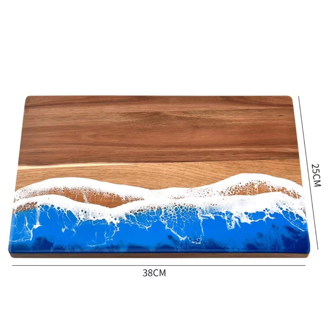 Wood and Resin Cutting Board Ocean Epoxy Resin Serving Cheese Board