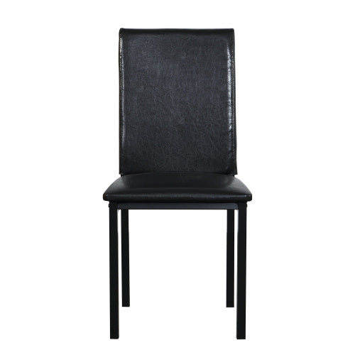 Metal Dining Table And Chair Set With Imitation Marble Top 5-piece Set - Black