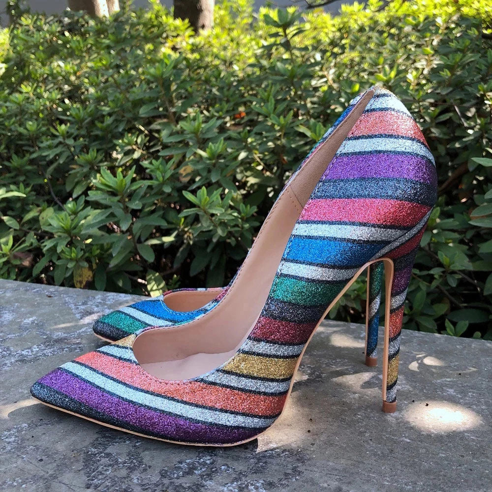 Tikicup Rainbow Iridescent Stiletto High Heels