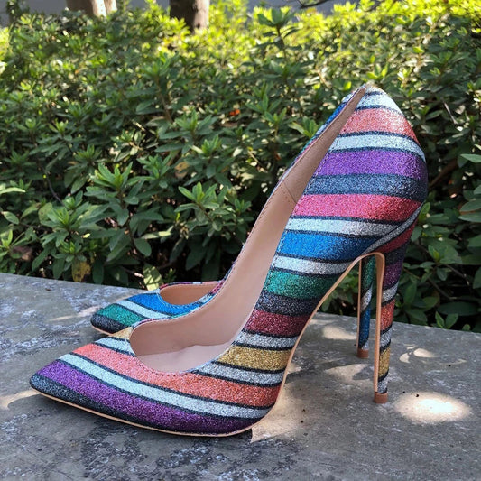 Tikicup Rainbow Iridescent Stiletto High Heels