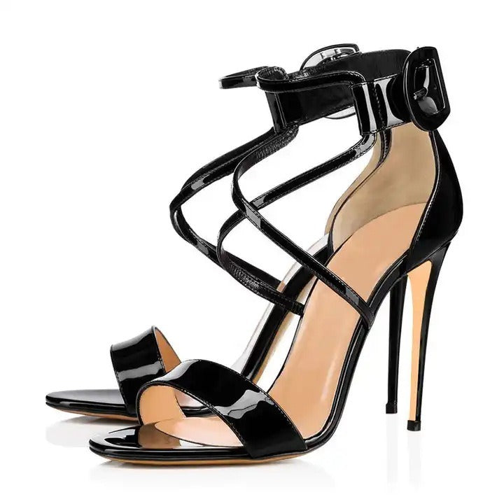 Patent Leather Ankle Strap High Heels