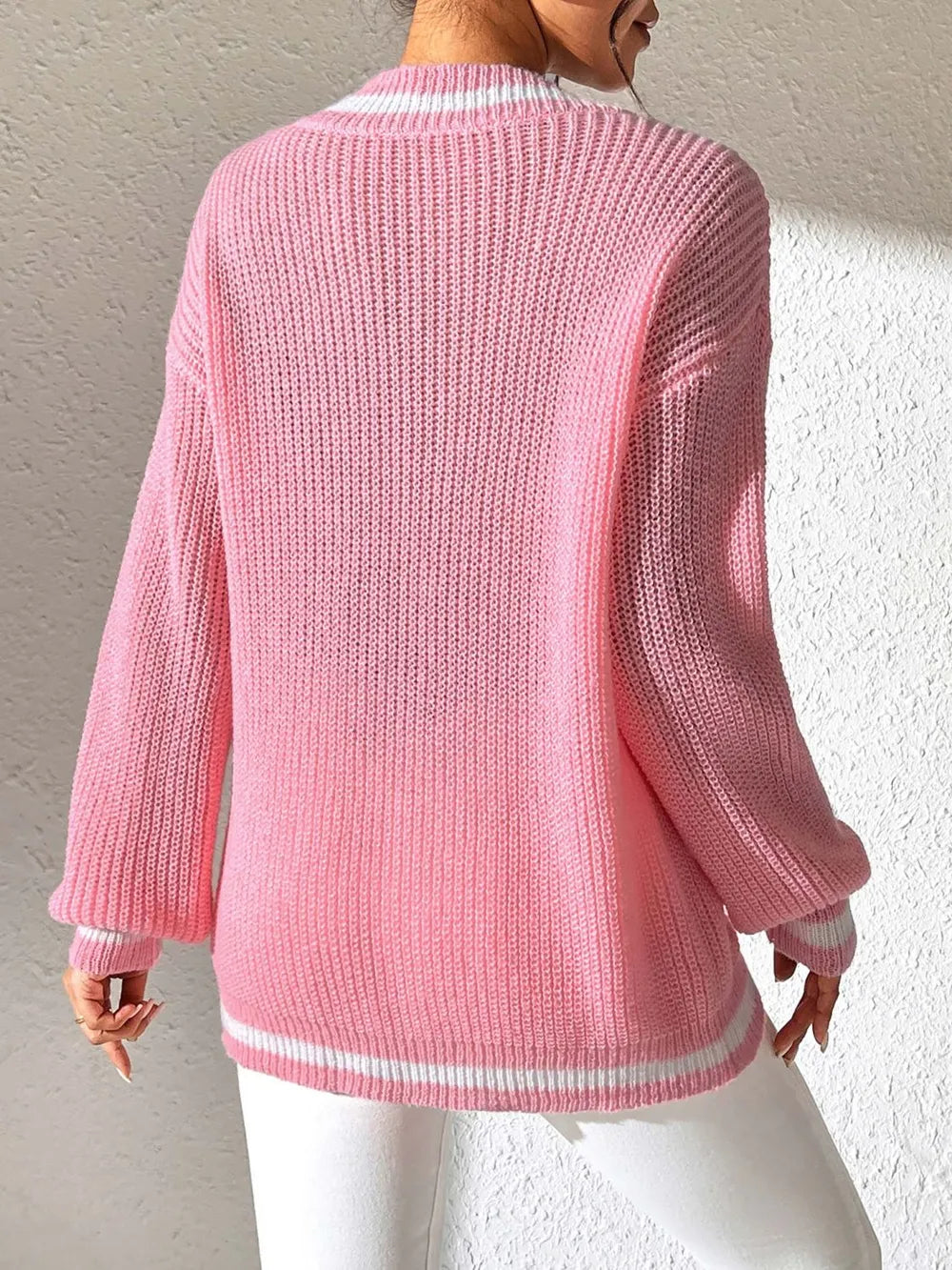 Striped Collar V-neck Sweater