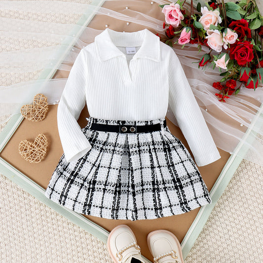 Long Sleeve Pleated Skirt Set