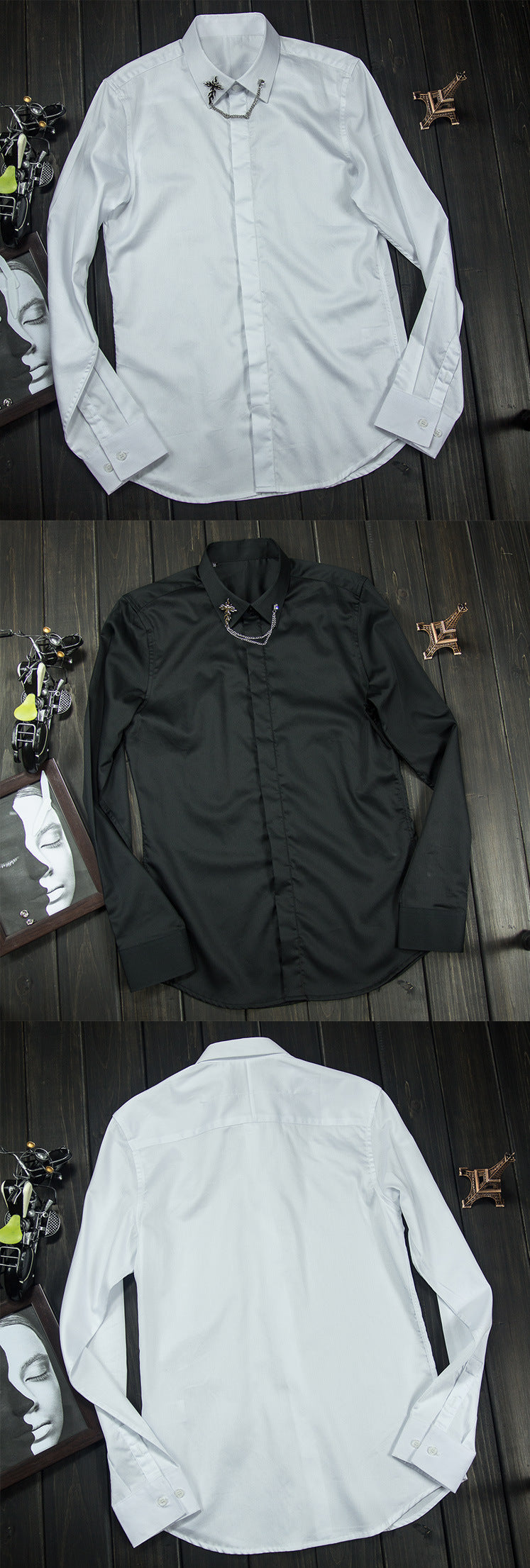 Cloth Element Silver Metal Cross Button Down