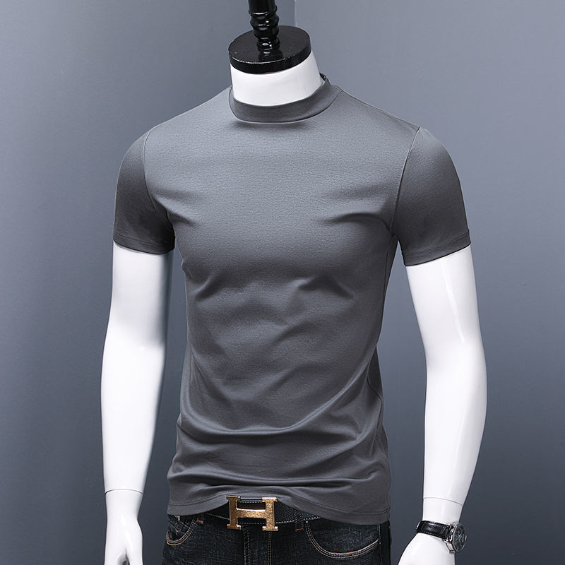 Slim-fit Mercerized Half-high Collar Tee