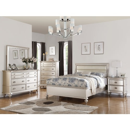 Antique Silver 2-Drawers Bed Side Table