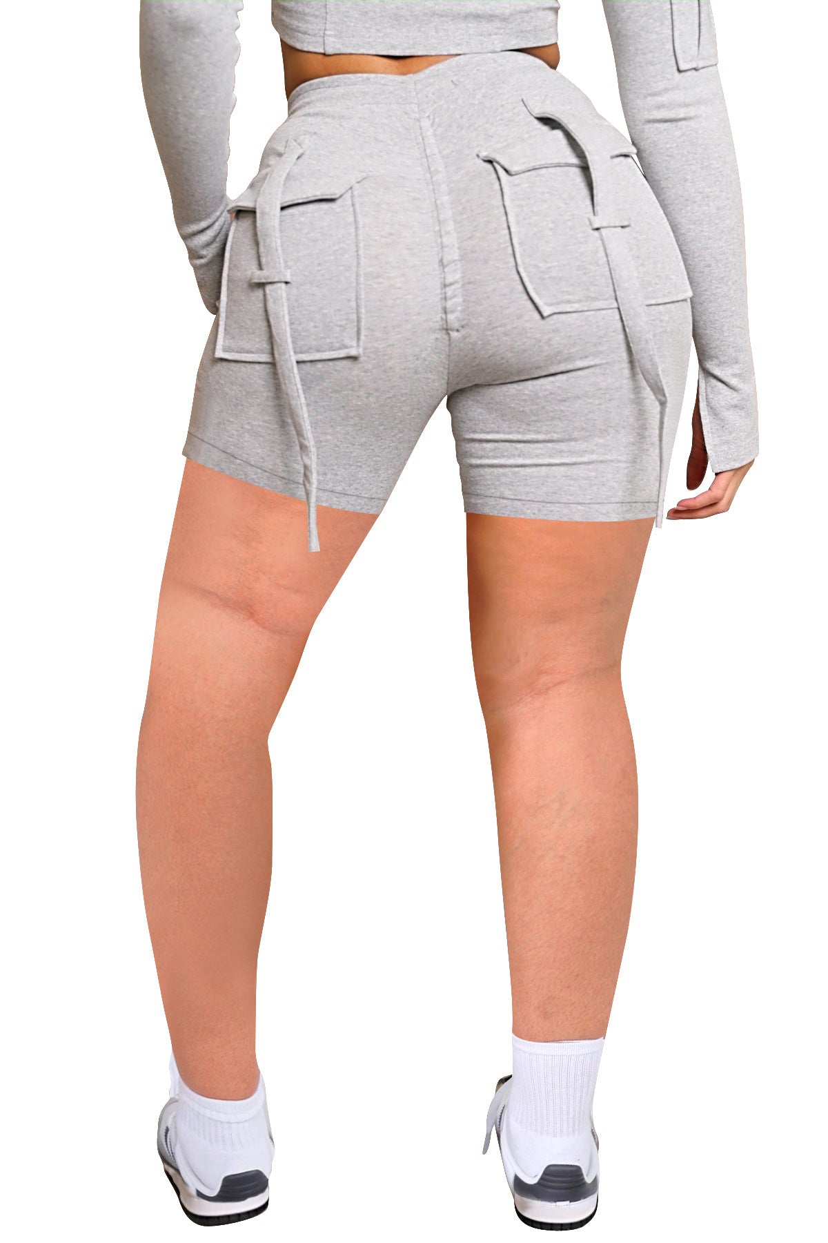 Cropped Sweatshirt Two-Piece Short Set