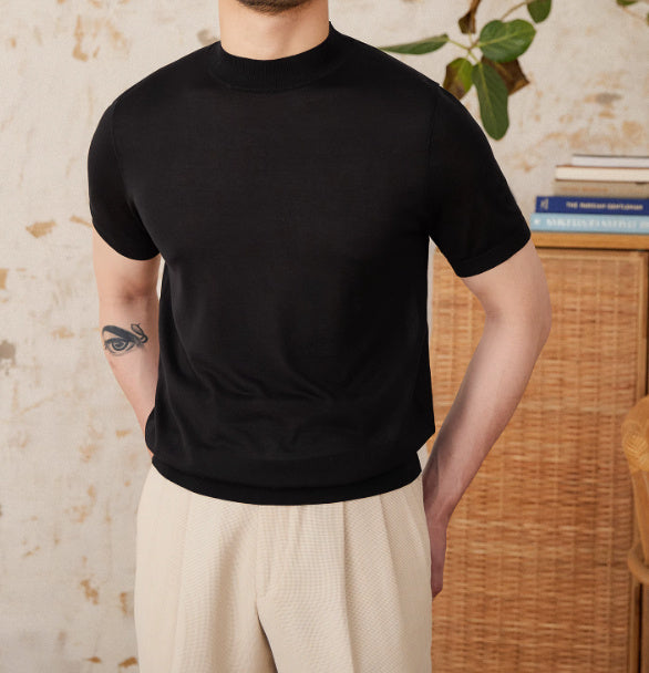 Slim Fit Round Neck Short Sleeve Shirt