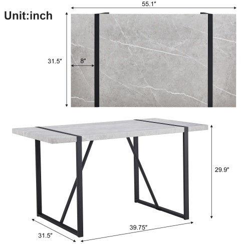 55 Inch Rectangular Dinner Table - Gray