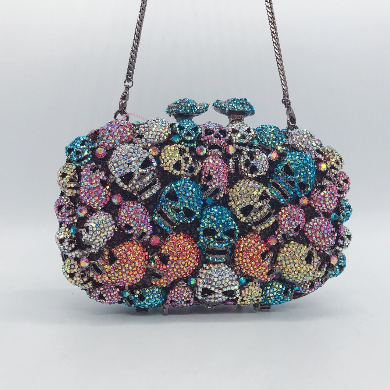 Colorful Skull Ghost Diamond Clutch