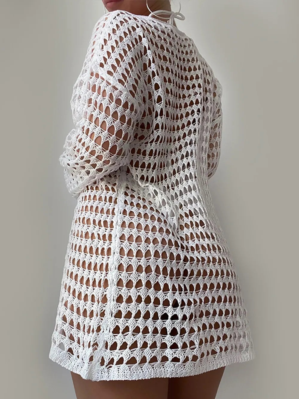 Knitted Pullover Long Sleeved Bikini Cover Up