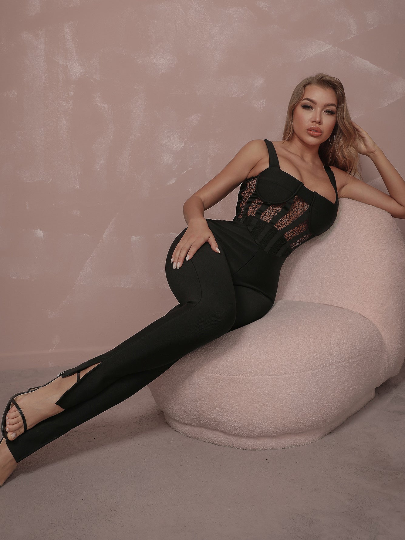 Lace Sleeveless One-Piece Slim Fit Jumpsuit