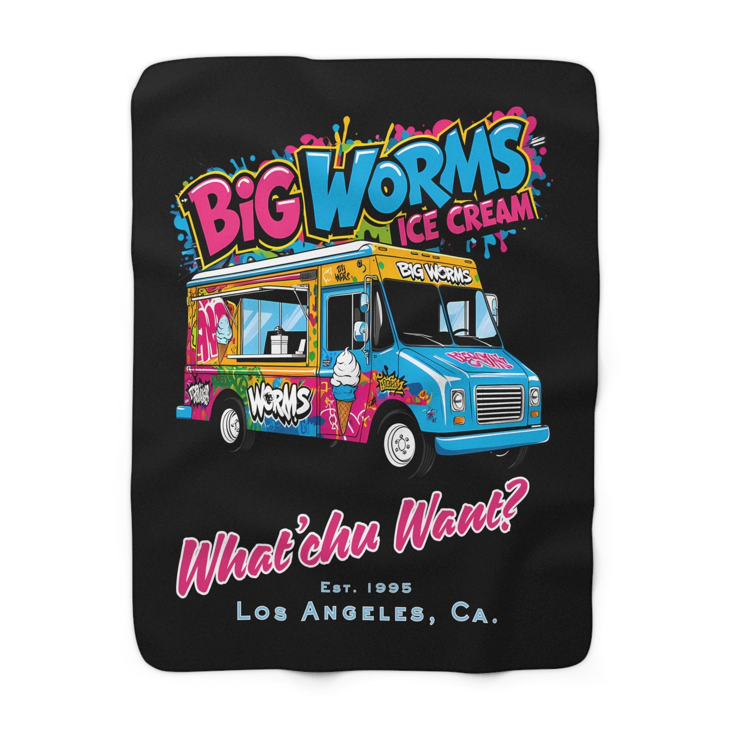 CAVIAR "Big Worms Ice Cream" Sherpa Fleece Blanket