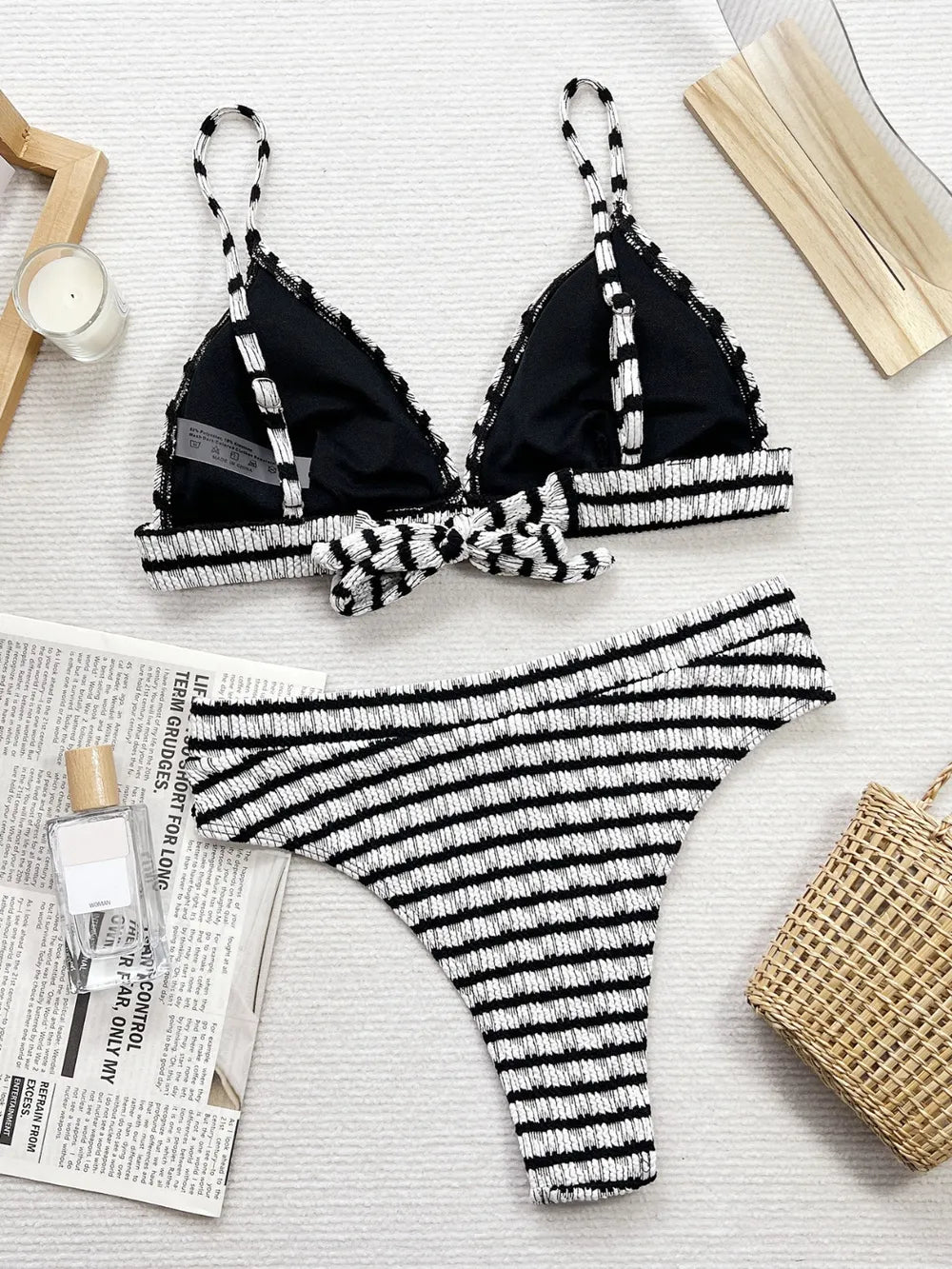 Striped V-Neck Two-Piece Swimsuit