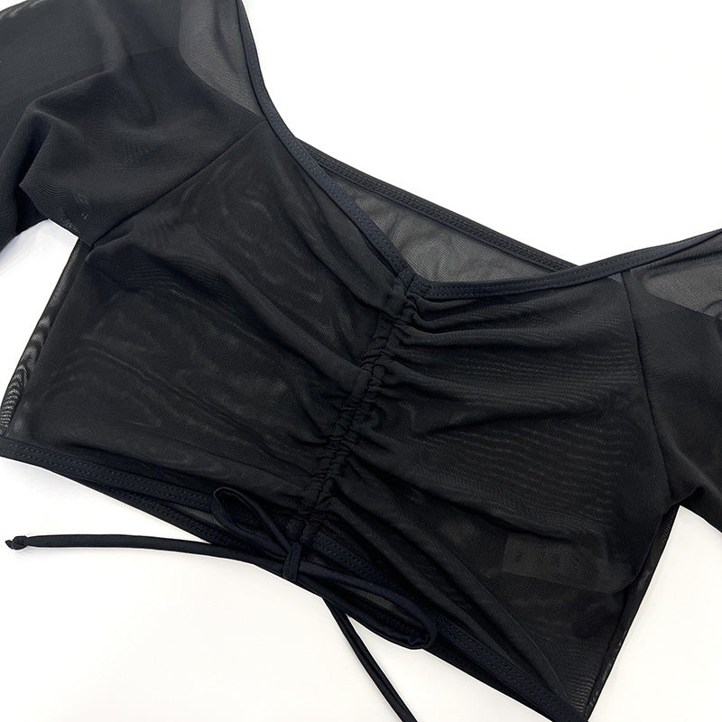 Black Mesh Four-Piece Bikini