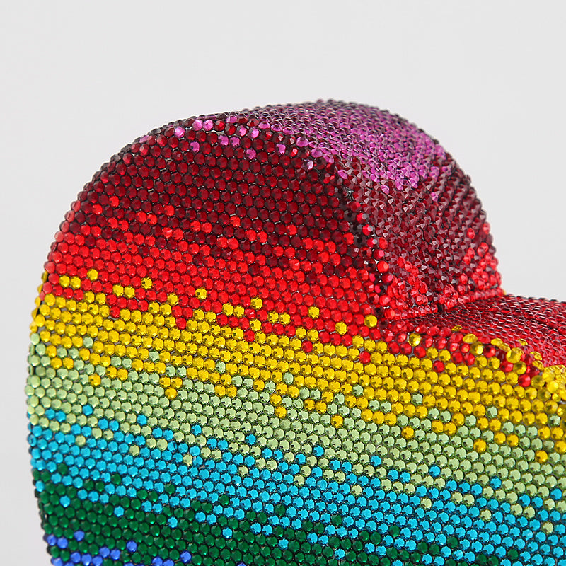 Diamond Heart Gradient Rainbow Clutch