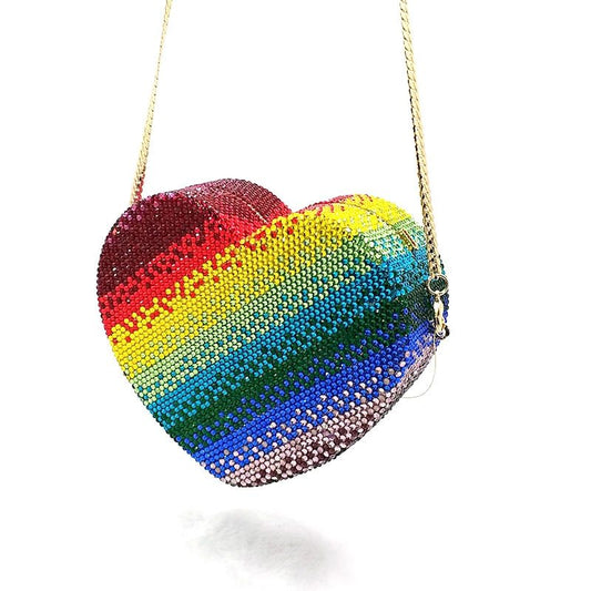 Diamond Heart Gradient Rainbow Clutch