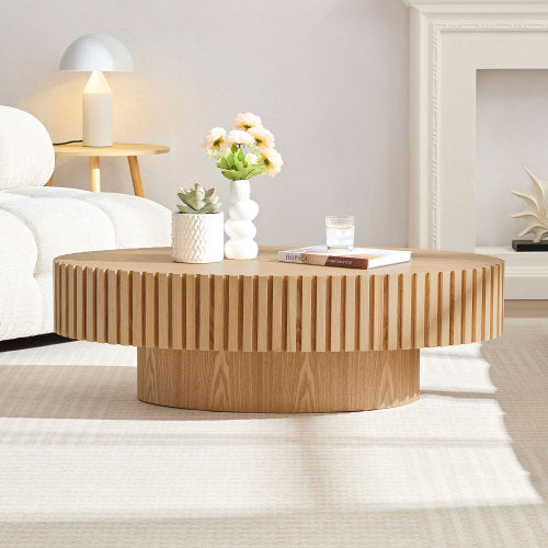 Modern Wood Handmade Drum Coffee Table