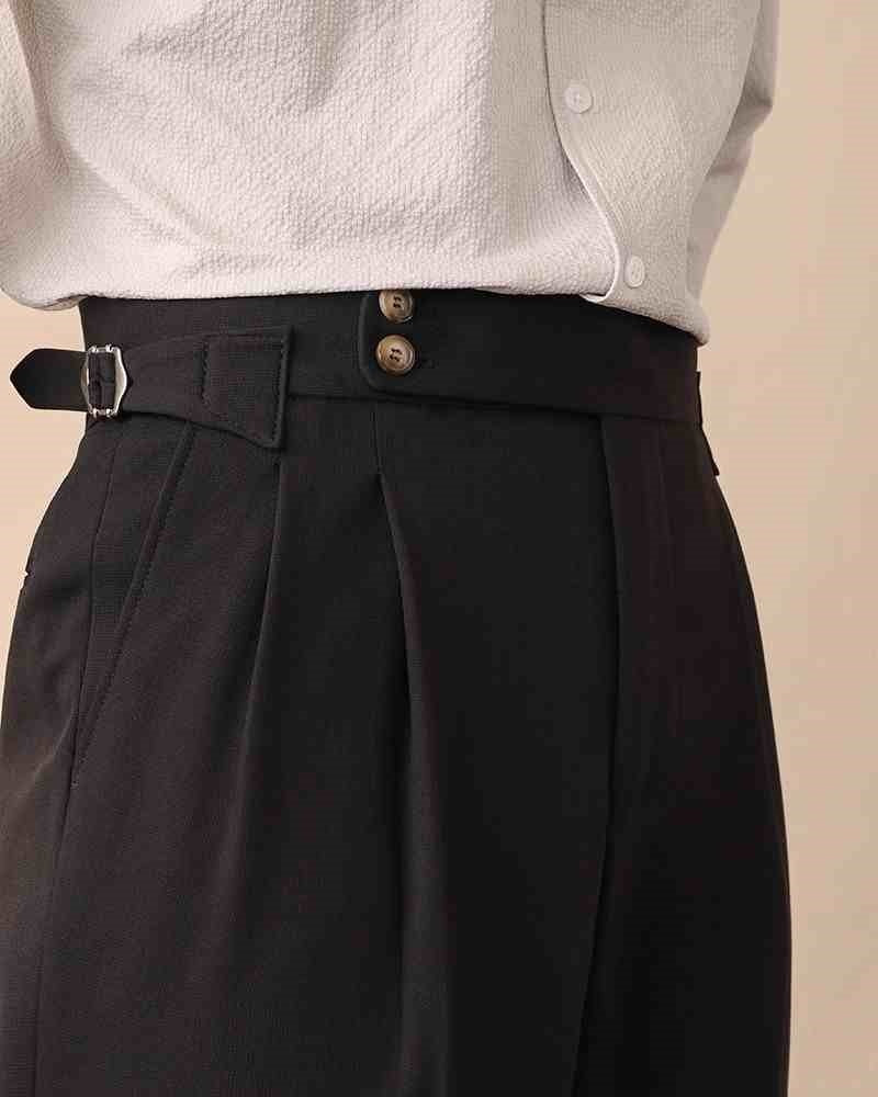 High-waisted Paris Button Straight Leg Pants