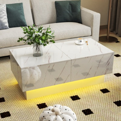 Extendable Coffee Table With Sliding Tabletop andHidden Storage Compartment