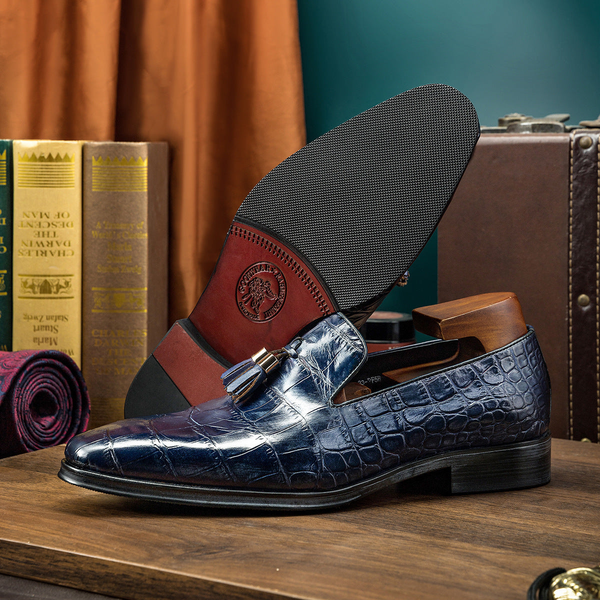 Genuine Leather Croc Print Dress Shoes