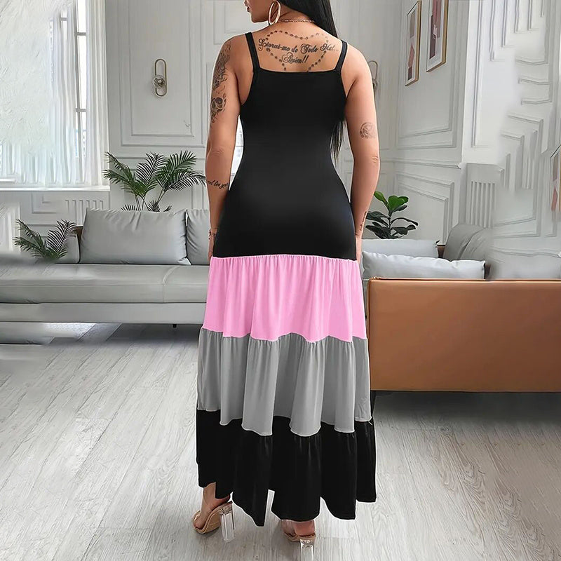 Sleeveless V Neck Spaghetti Strap Maxi Long Dress