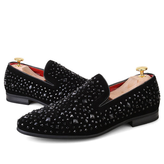 Spiked Suede Slip-On Dress Shoes