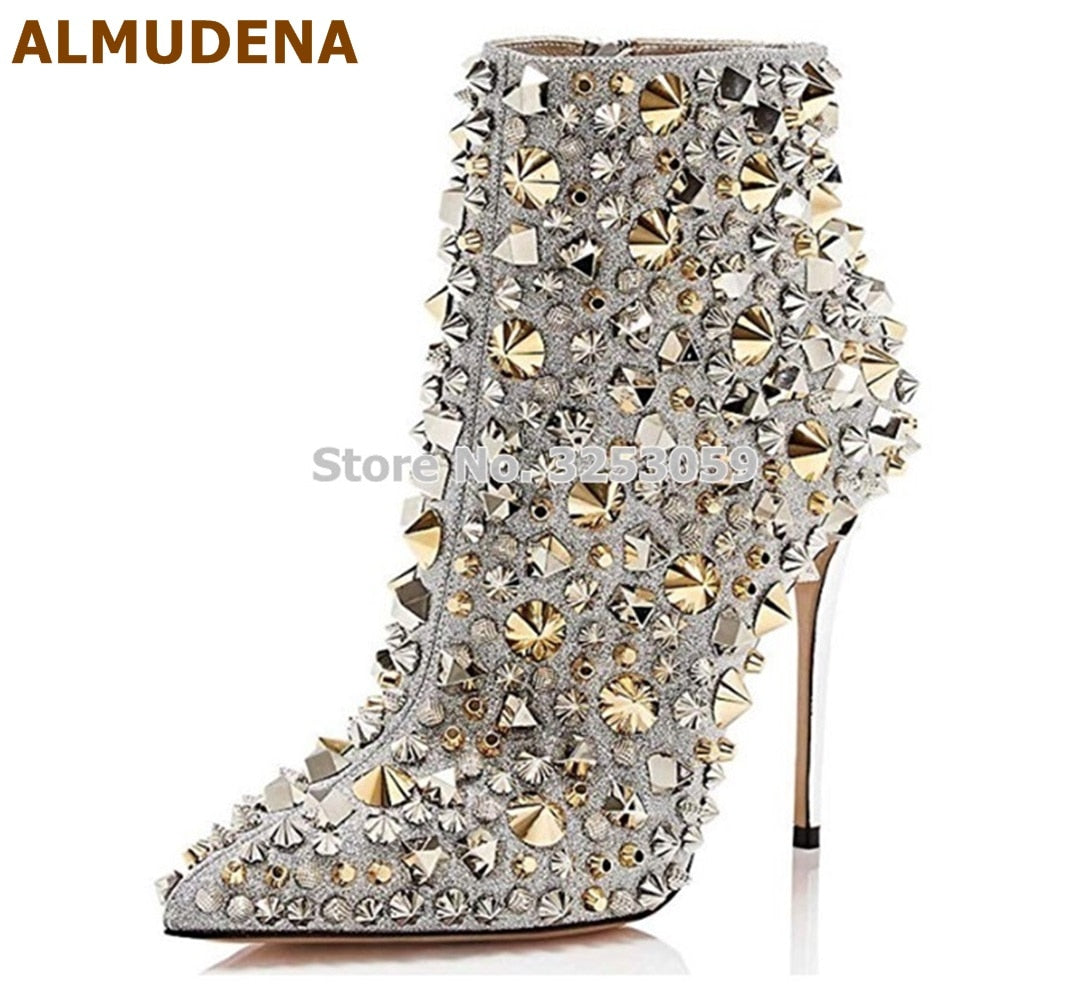 Studded Stiletto Ankle Boots
