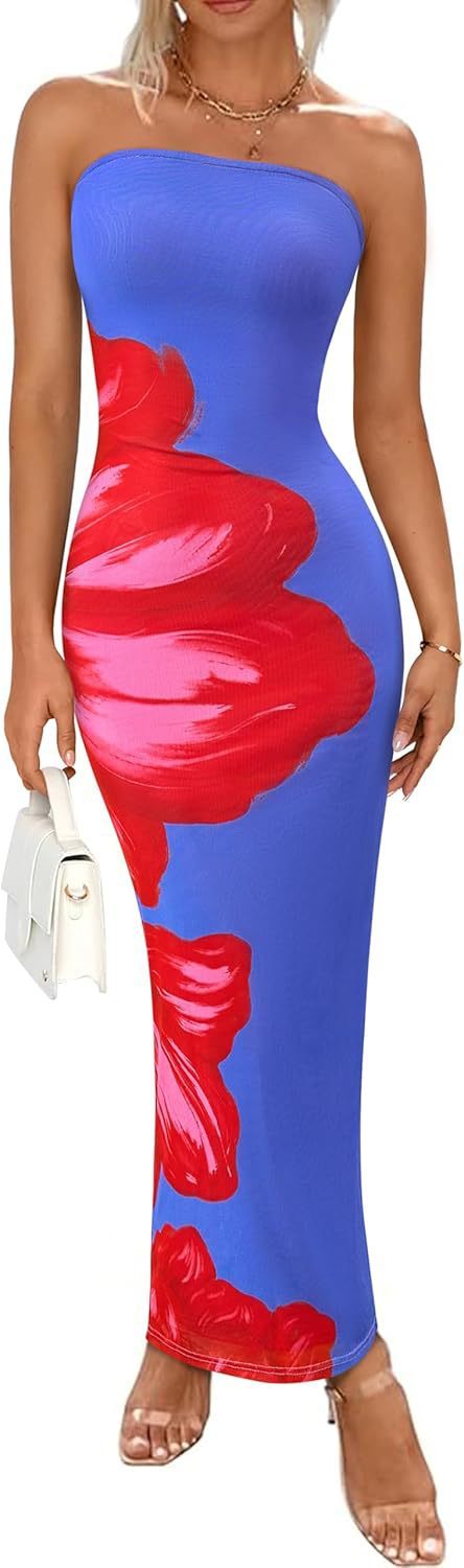 Slim-Fit Contrast Floral Print Dress