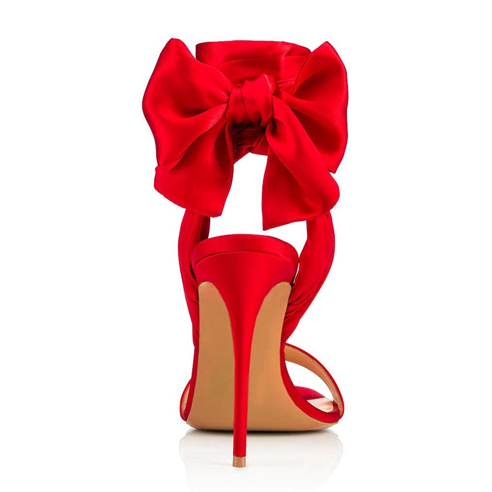Red Ankle Bow High Heels