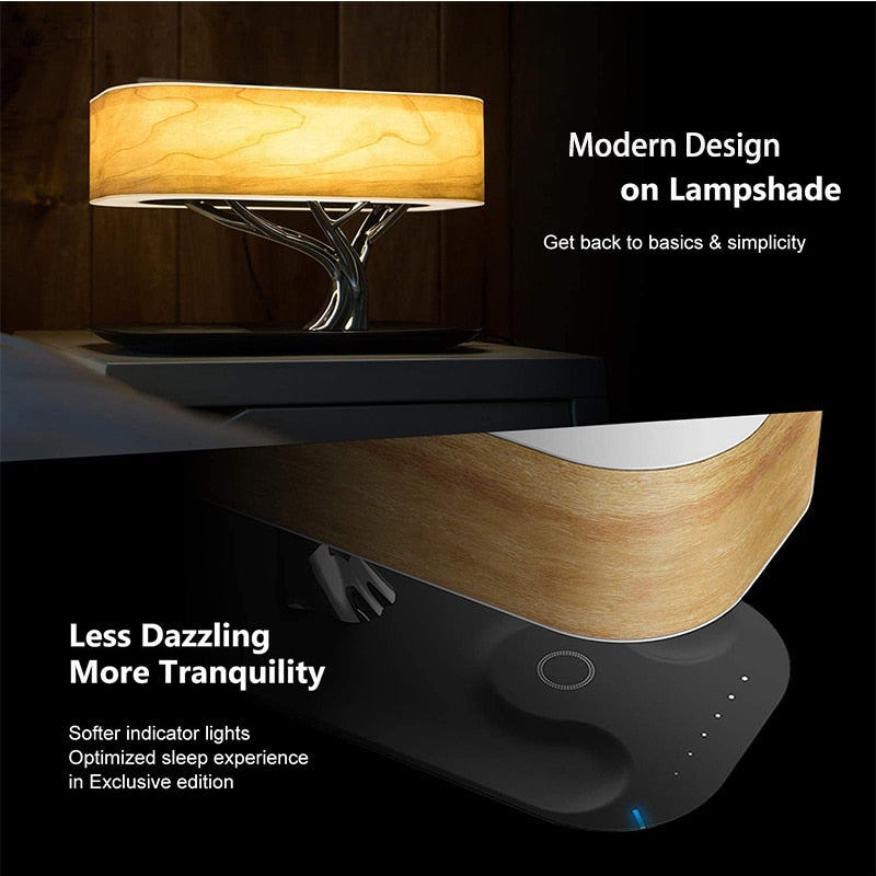 LED Table Lamp - Dimmable Bluetooth Speaker Wireless Phone Charger